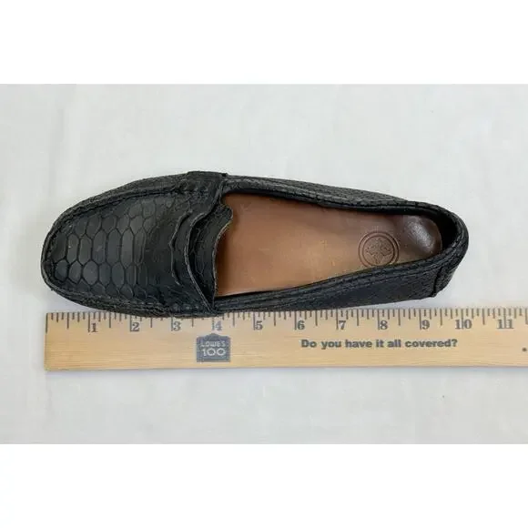Charleston Shoe Co Tradd Penny Loafers Women's Sz 7 M Black Leather Slip-on Croc - Picture 10 of 12